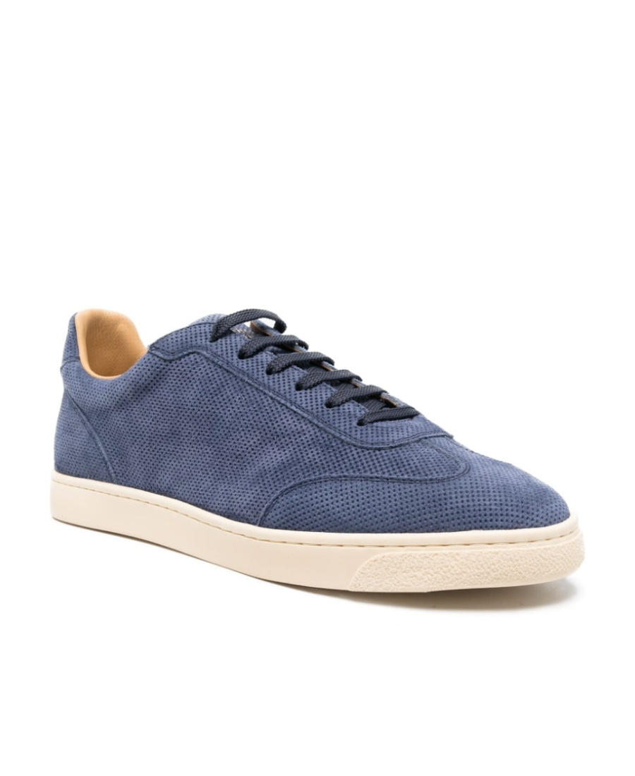 Brunello Cucinelli Perforated Low-top Sneakers In Blue