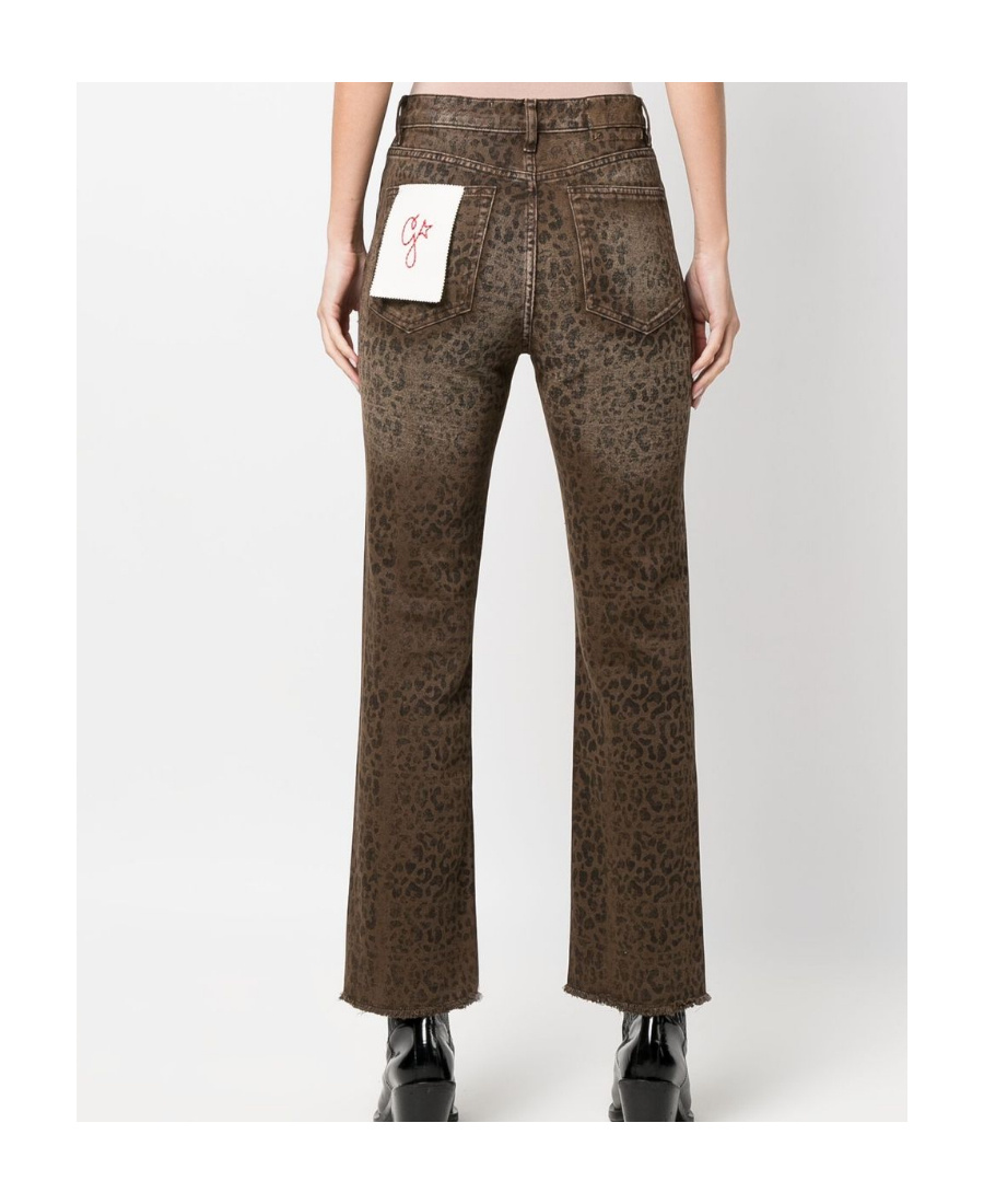 Golden Goose Faded Leopard-print Kick Flare Jeans In Brown
