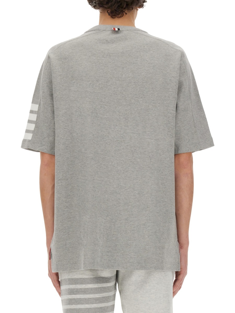 Thom Browne Cotton 4-bar Short Sleeve T-shirt In Gray