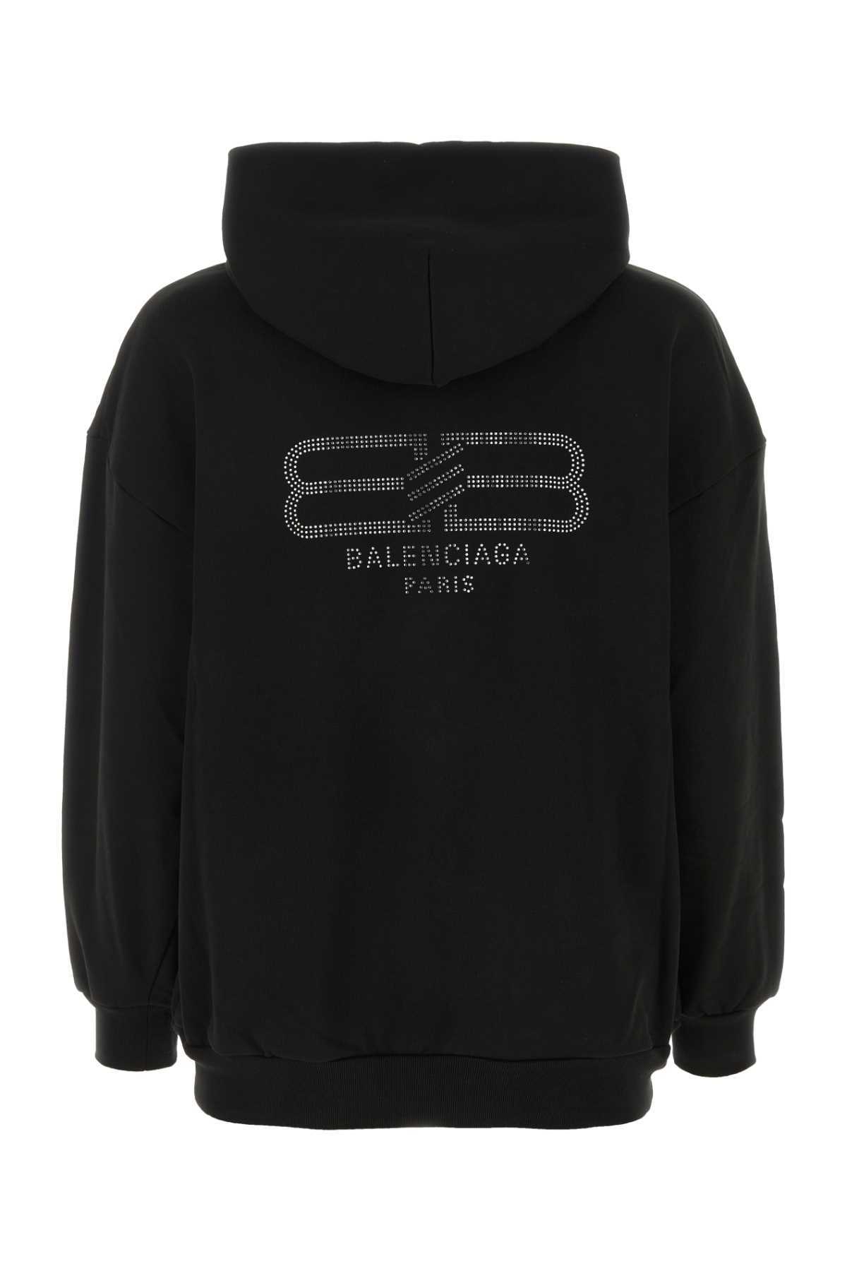 Balenciaga Washed Black Flipped Uni Regular Fit Zip Hoodie In Black
