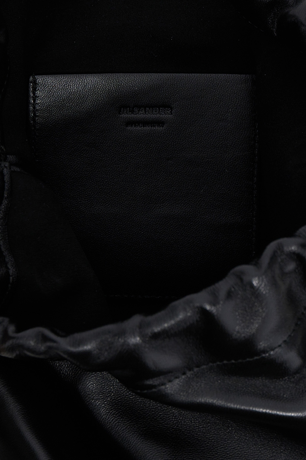 Jil Sander Dumpling Leather Bucket Bag In Black