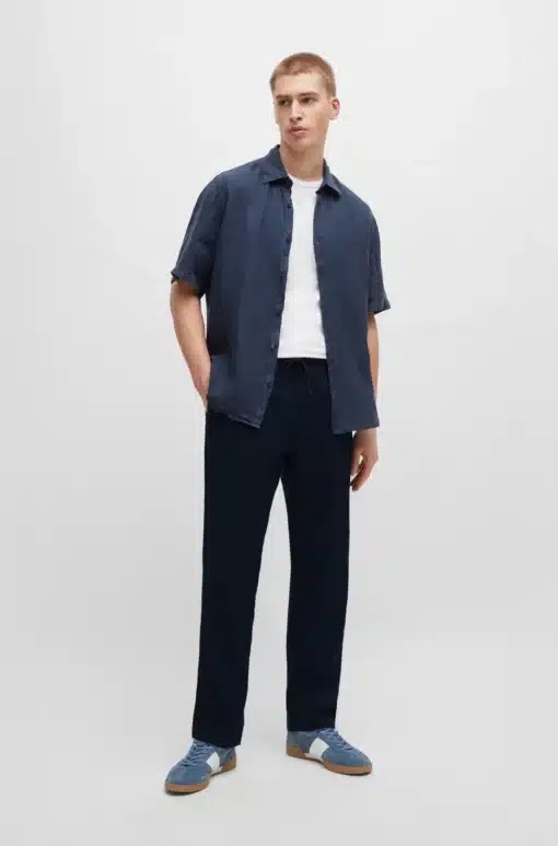 Hugo Boss Drawstring Casual Trousers In Black
