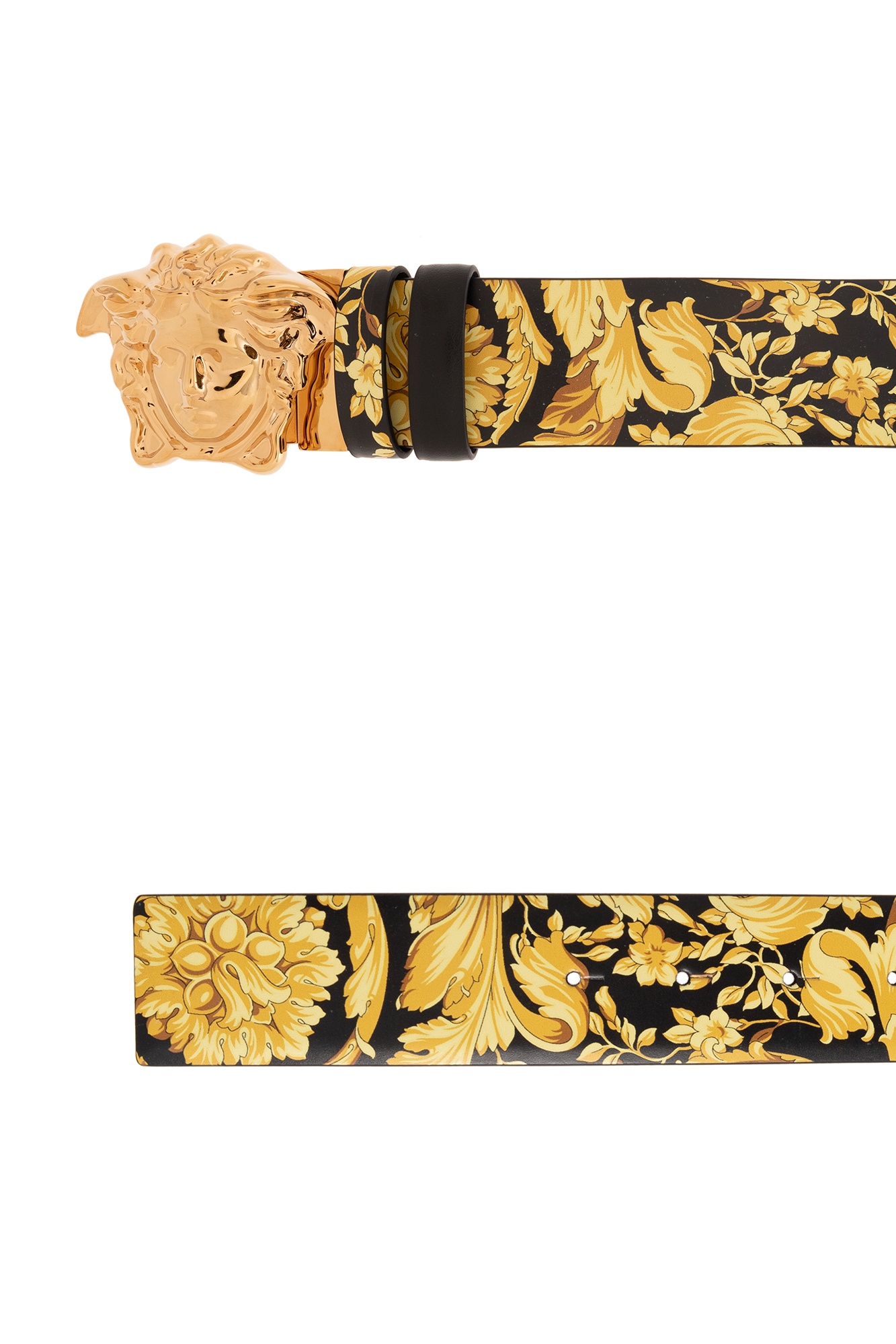 Versace La Medusa Barocco Printed Reversible Belt In Nude
