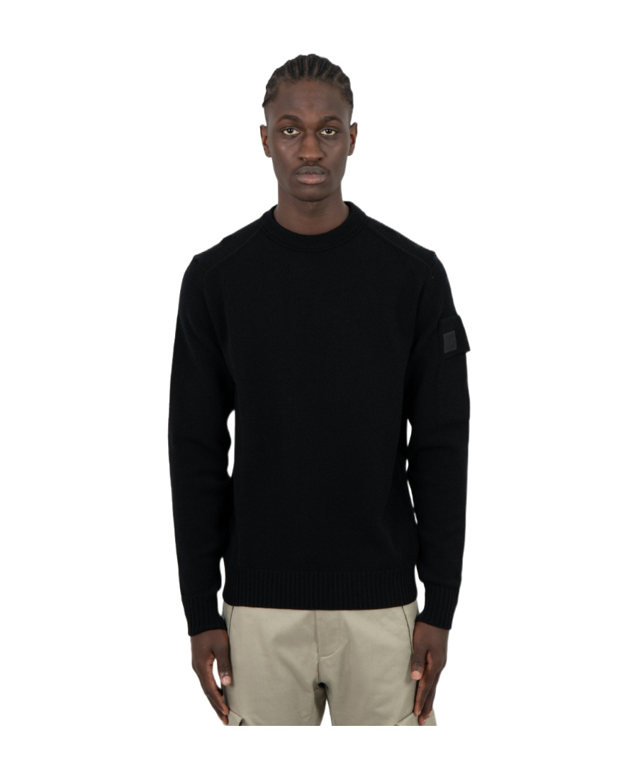 C.p. Company Crew-neck Wool-blend Jumper In Black