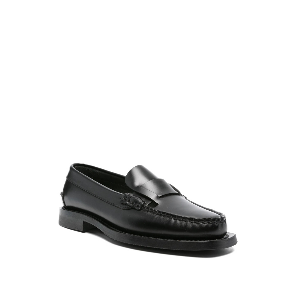 Hereu Leather Penny Loafers In Black