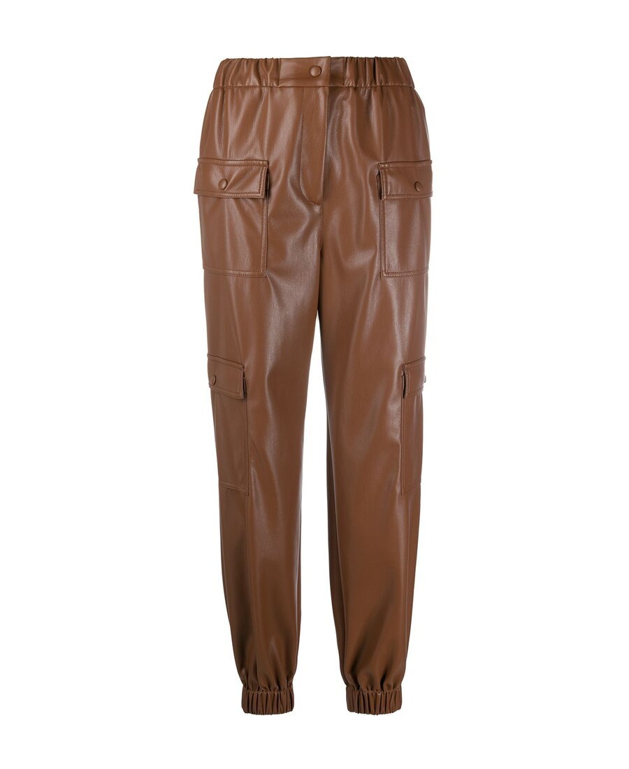 Msgm High-waisted Pocket-detail Trousers In Brown