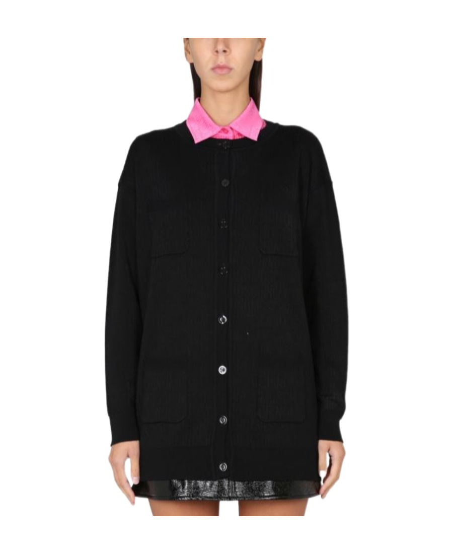 Moschino Couture Cardigan With Logo In Black