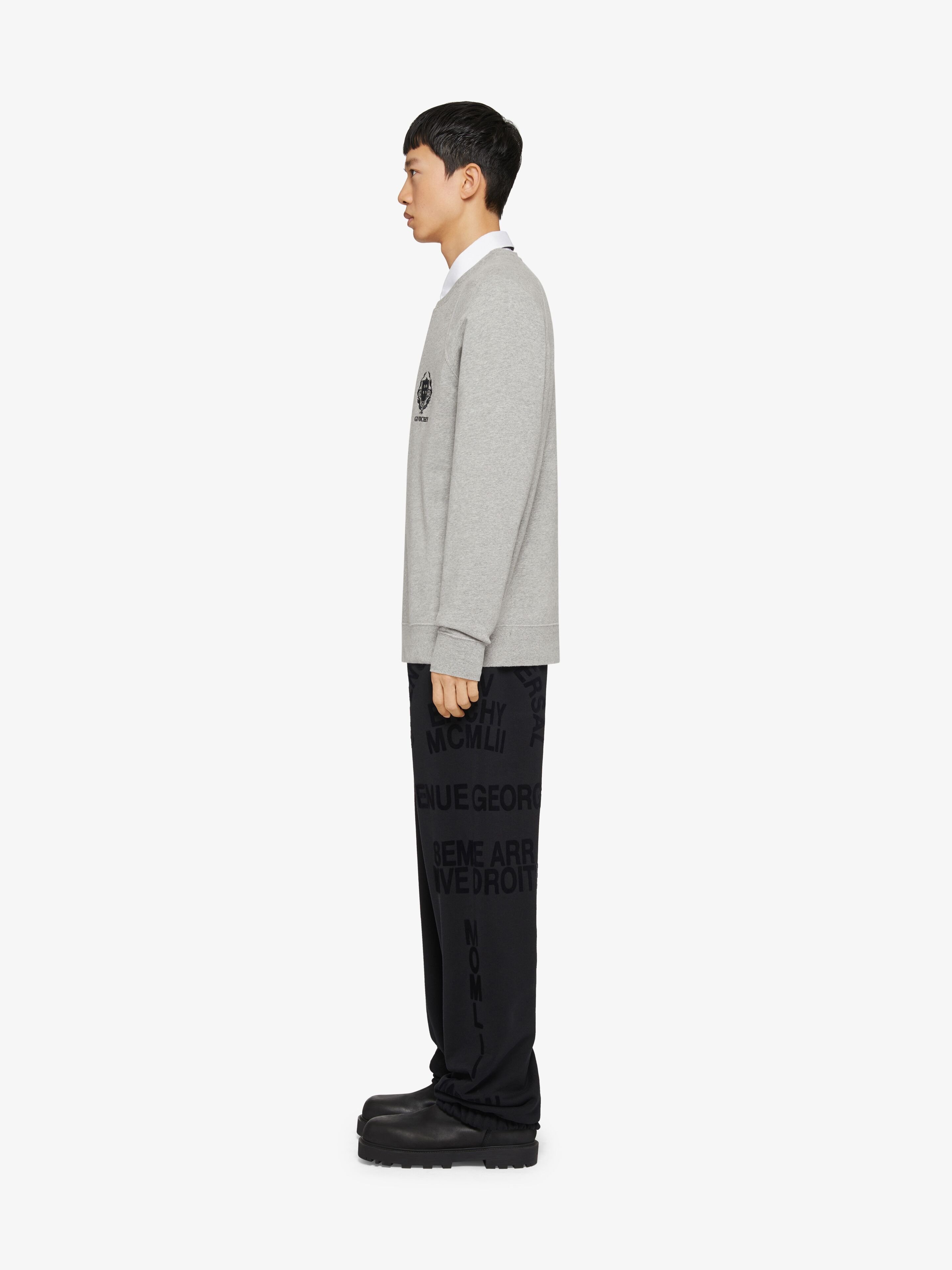 Givenchy Crest Slim Fit Sweatshirt In Fleece In Gray