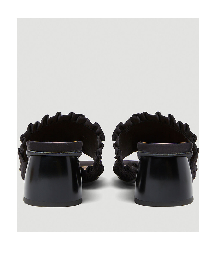 Shop Ganni Shirred Satin Mules In Black