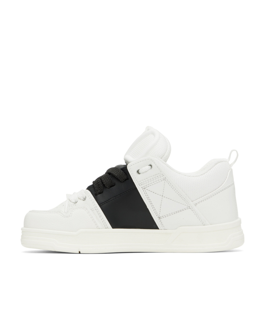Valentino Calfskin Sneakers With Contrasting Bands And Rubber Studs In White