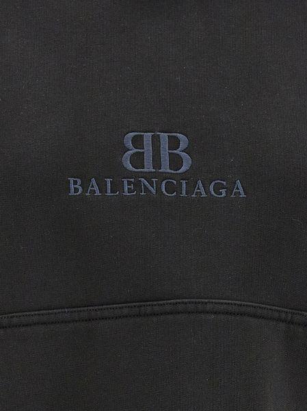 Balenciaga Logo Embroidery Hoodie Sweatshirt In Black
