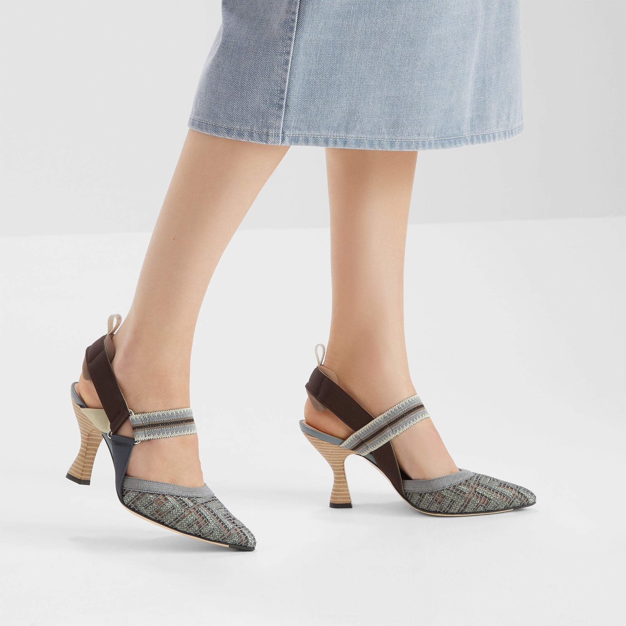 Fendi Colibri Embroidered High-heeled Sandals In Gray