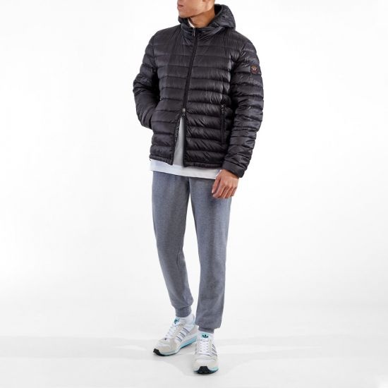 Paul & Shark Ultralight Hooded Quilted Jacket In Black