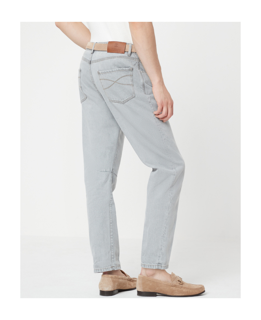 Brunello Cucinelli Logo Detailed Slim Jeans In Gray