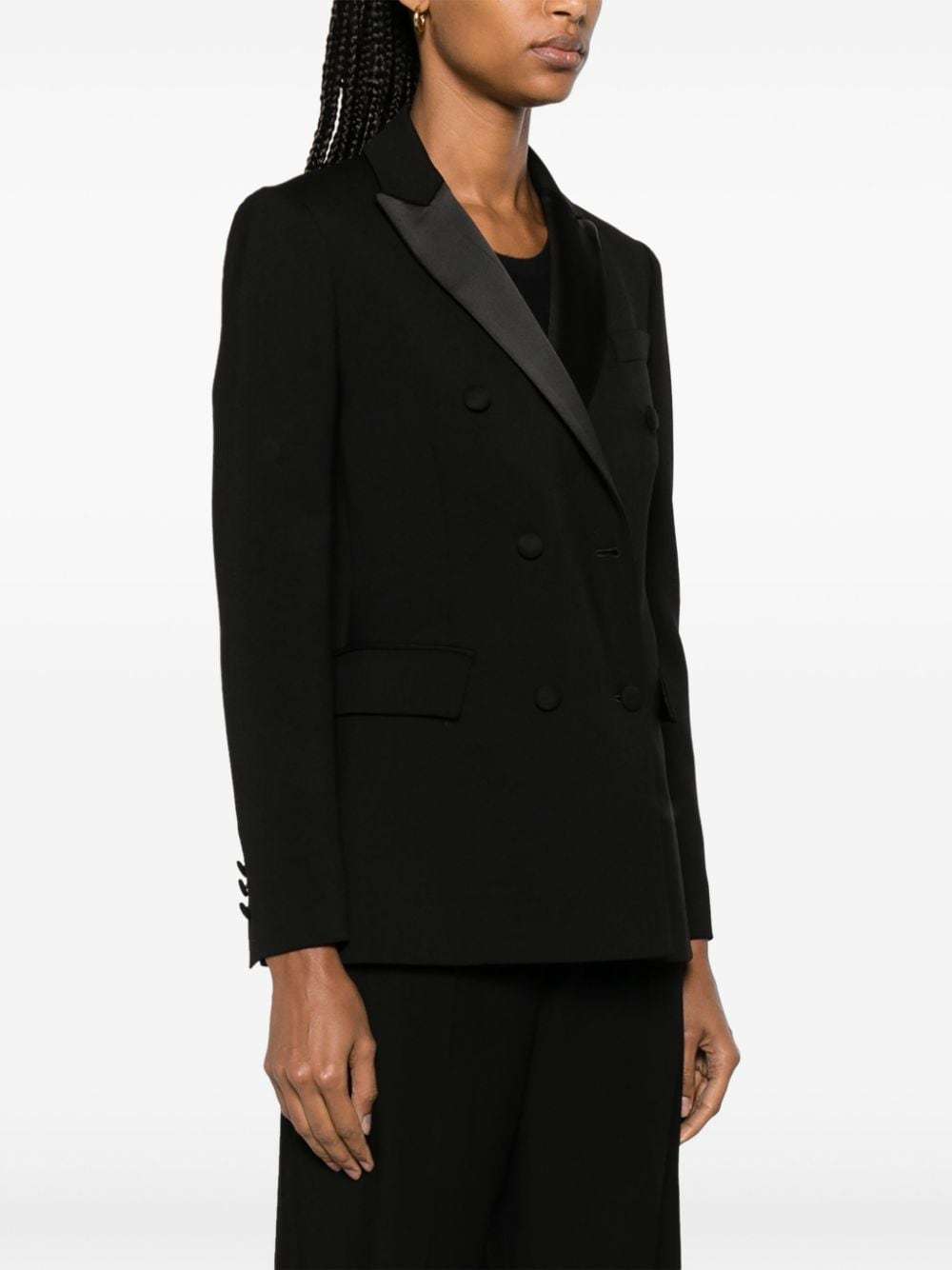 P.a.r.o.s.h . Black Double-breasted Jacket With Peak Revers In Fabric
