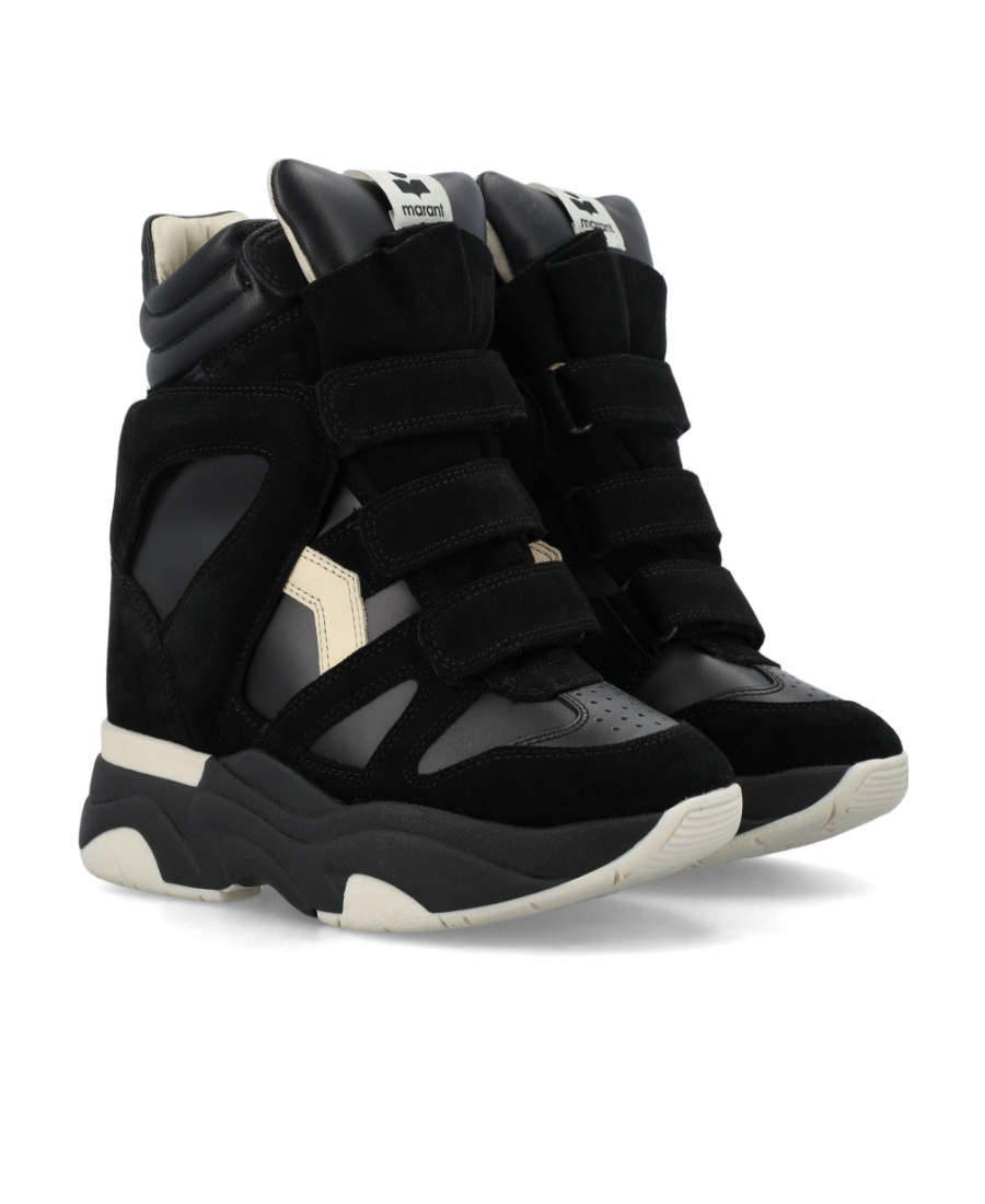 Isabel Marant Balskee Leather And Suede High-top Wedge Sneakers In Black