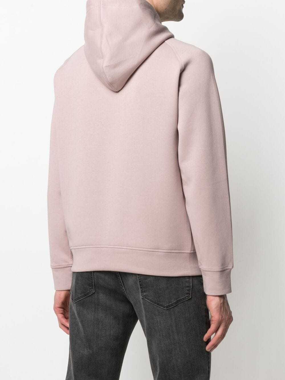 Emporio Armani Logo-print Concealed-pocket Hoodie In Nude