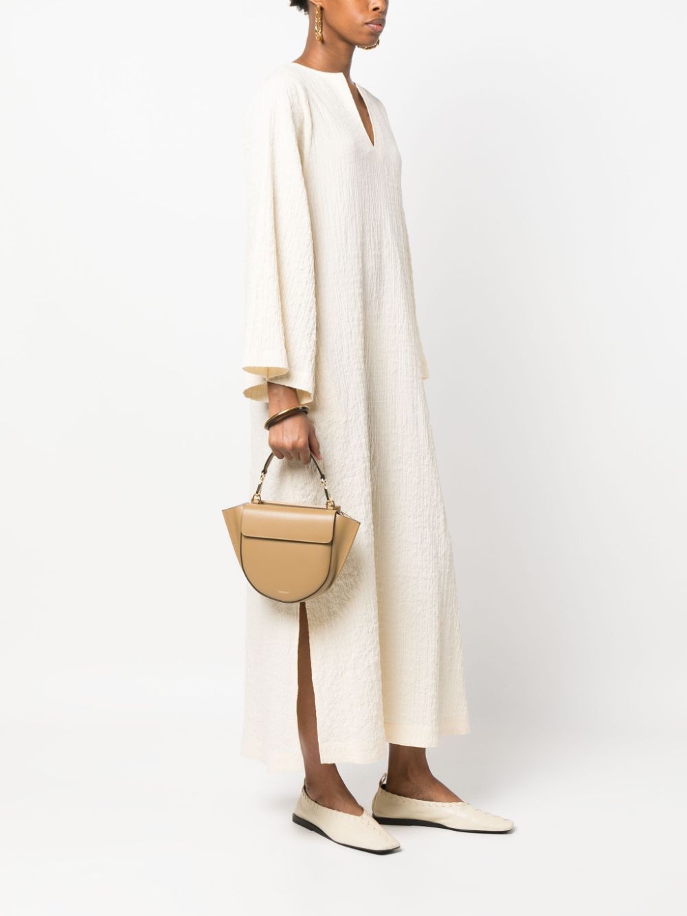 Shop Wandler Mini Hortensia Leather Tote Bag In Nude