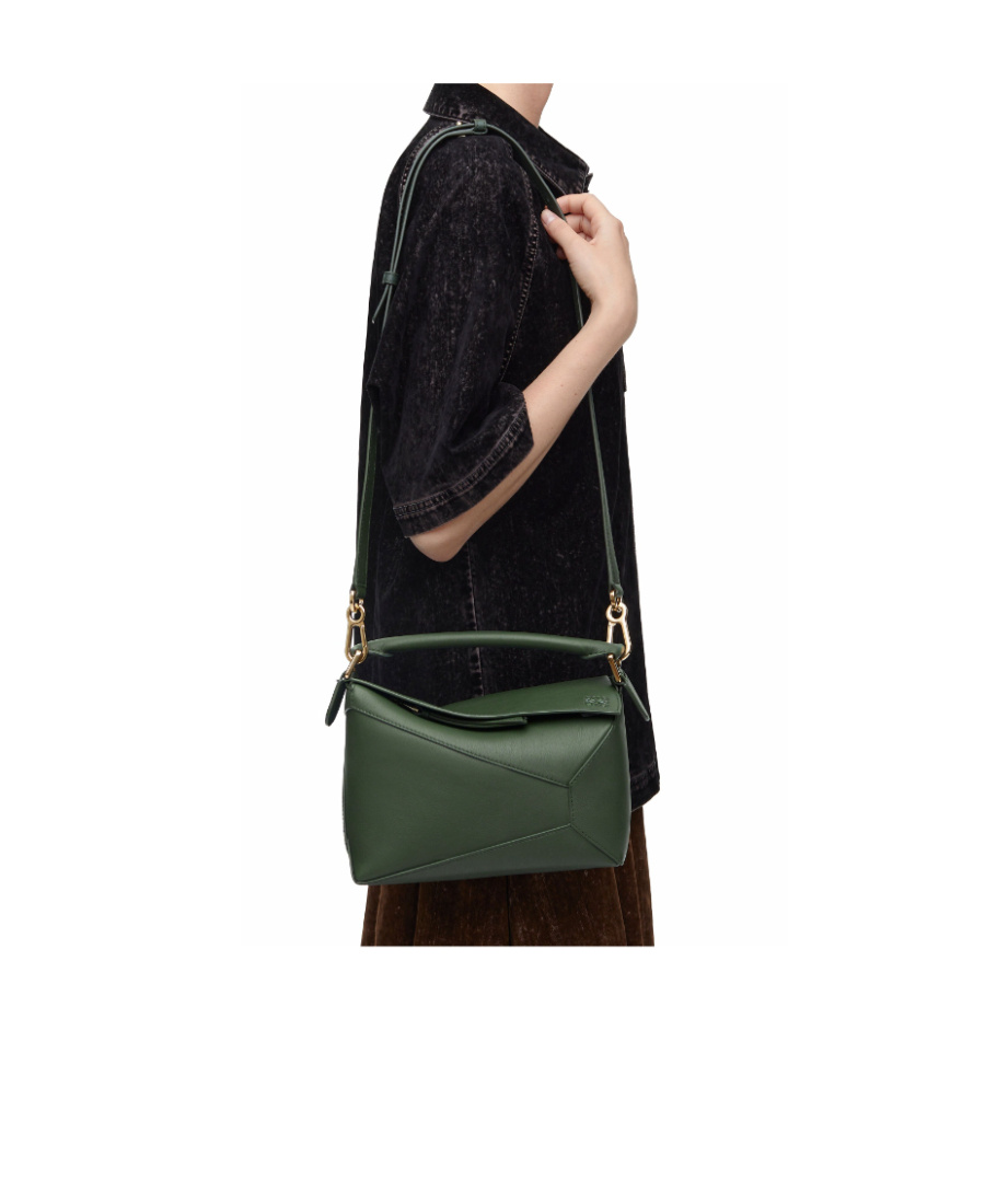 Loewe Small Puzzle Shoulder Bag In Green