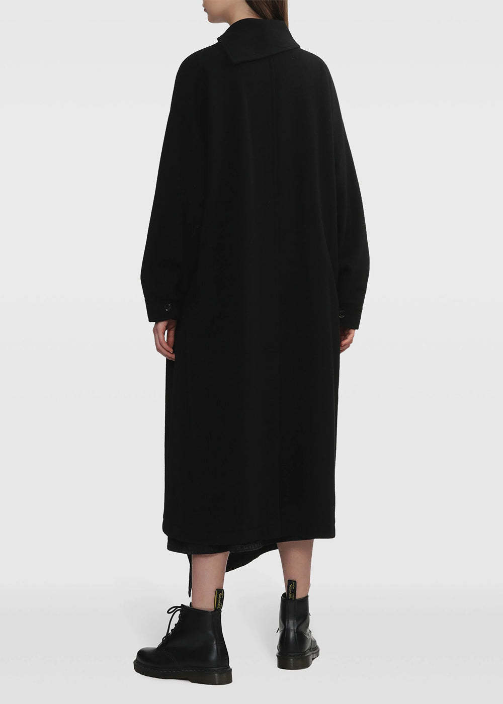 Y's Long Button Coat In Black