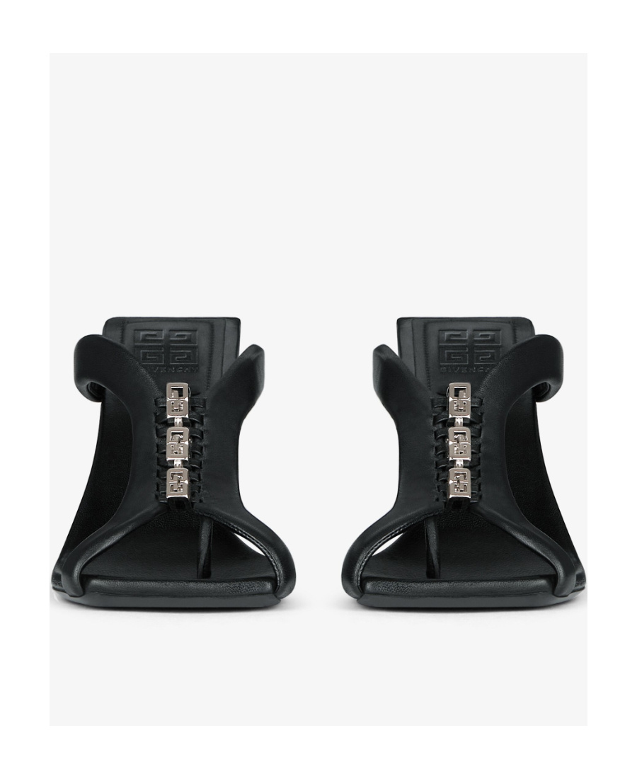 Givenchy G Woven Thong Sandals In Leather In Black