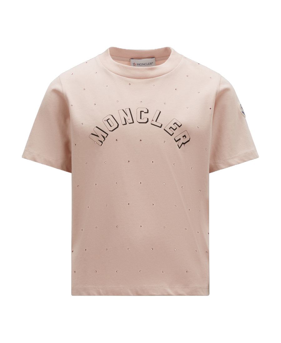 Moncler Logo-print Polka-dot T-shirt In Pink