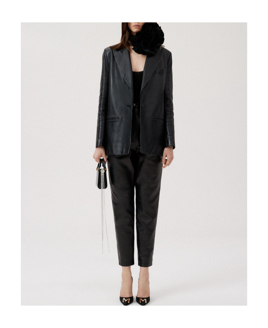 Magda Butrym Leather Blazer Jacket In Black