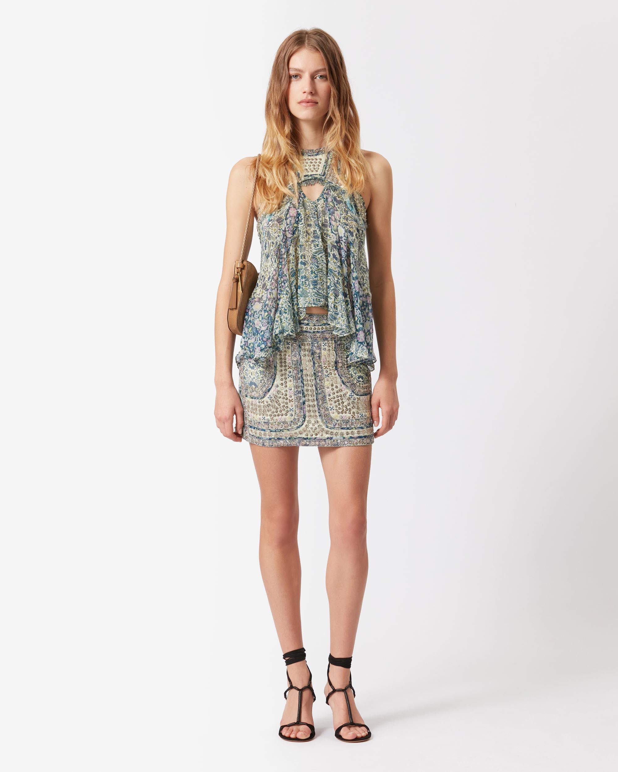 Isabel Marant Mix-print Draped Tank Top In Multicolor