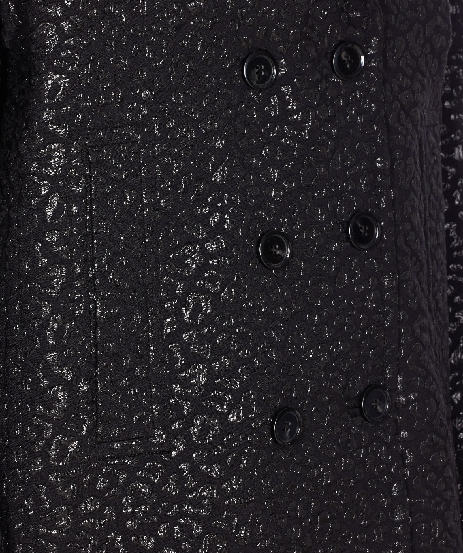 Pinko Double-breasted Leopard Print Coat Pockets In Black