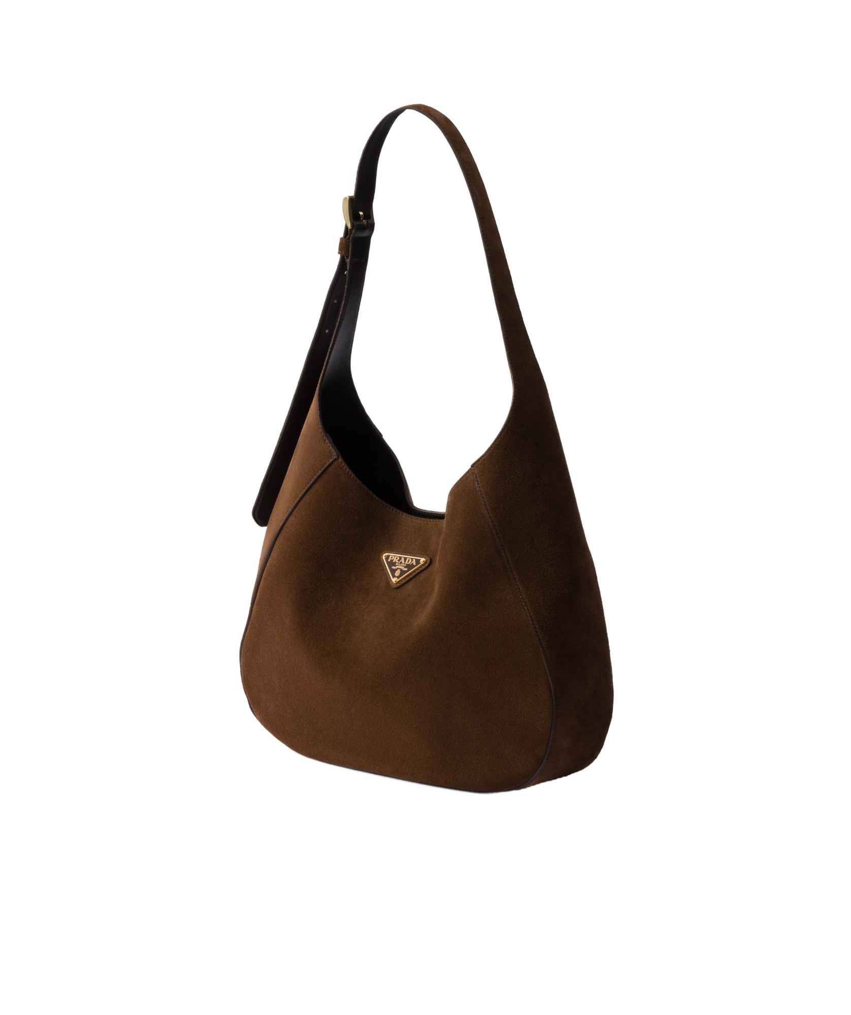 Prada Medium Suede Shoulder Bag In Brown