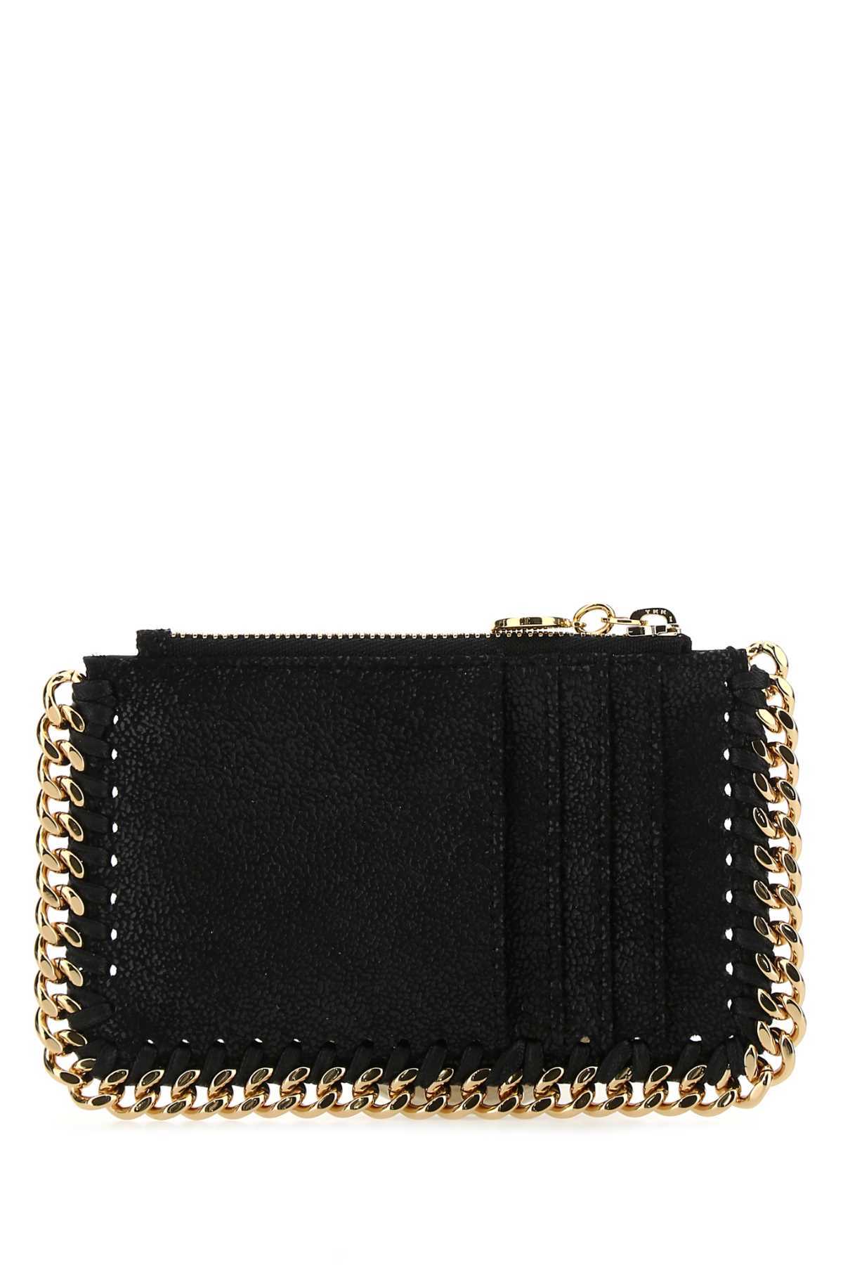 Stella Mccartney Slate Shaggy Deer Falabella Card Holder In Black