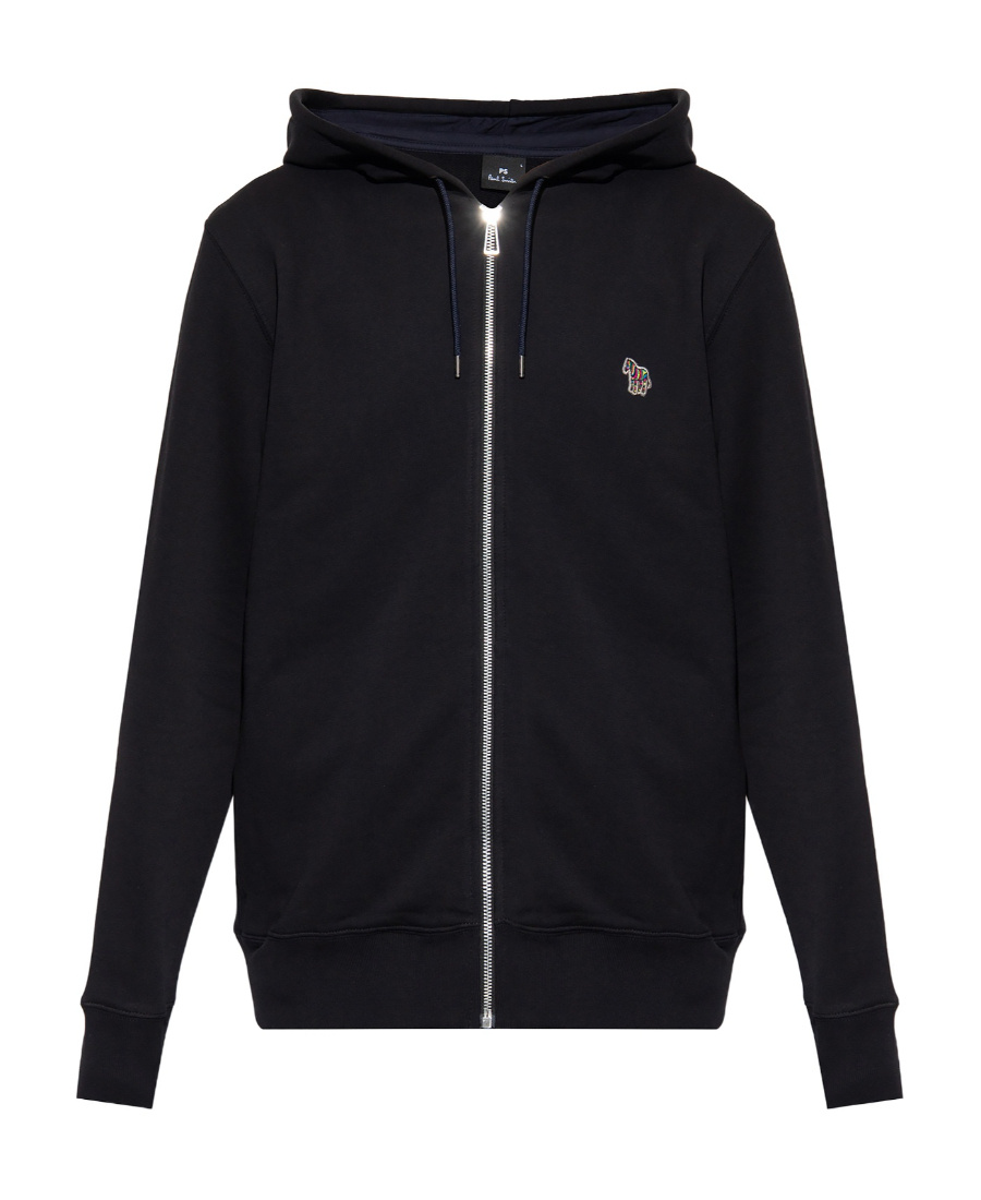 Shop Paul Smith Zipped Organic Cotton Hoodie In Black