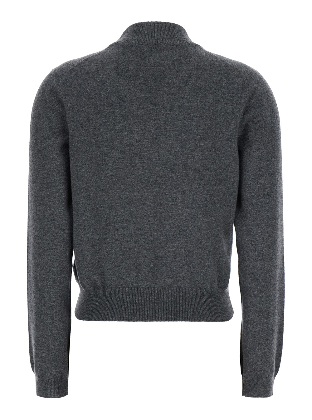 Brunello Cucinelli Grey Sweater With Mock Neck And Monil Detail On The Front In Cashmere Woman