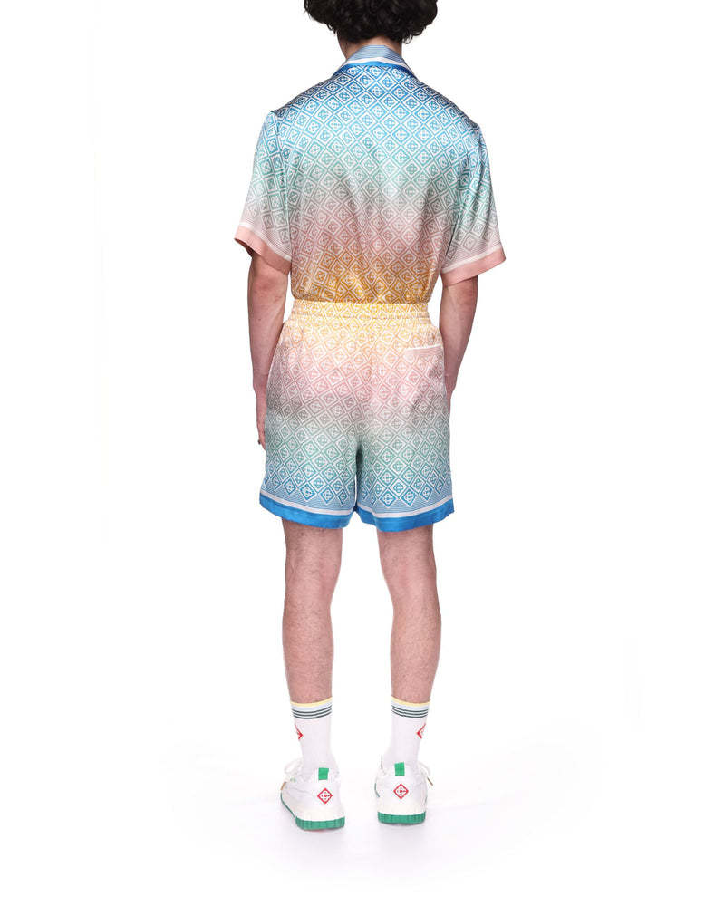 Casablanca Gradient Letter Silk Shorts In Nude