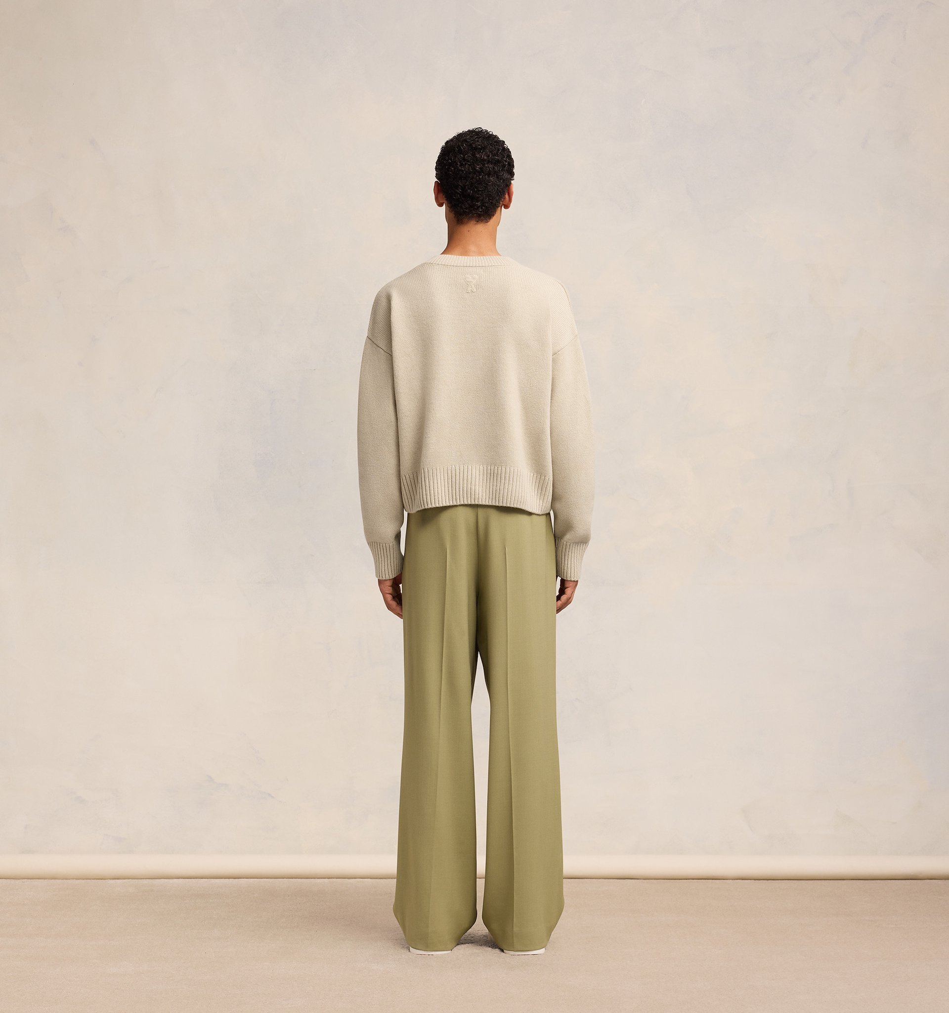 Ami Alexandre Mattiussi Ivory Wool Blend Sweater In Nude