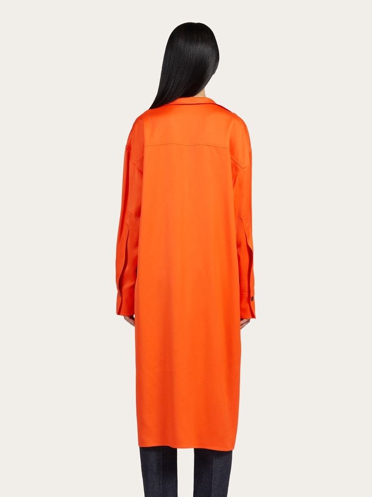 Shop Ferragamo Salvatore V-neck Shirt Dress In Orange