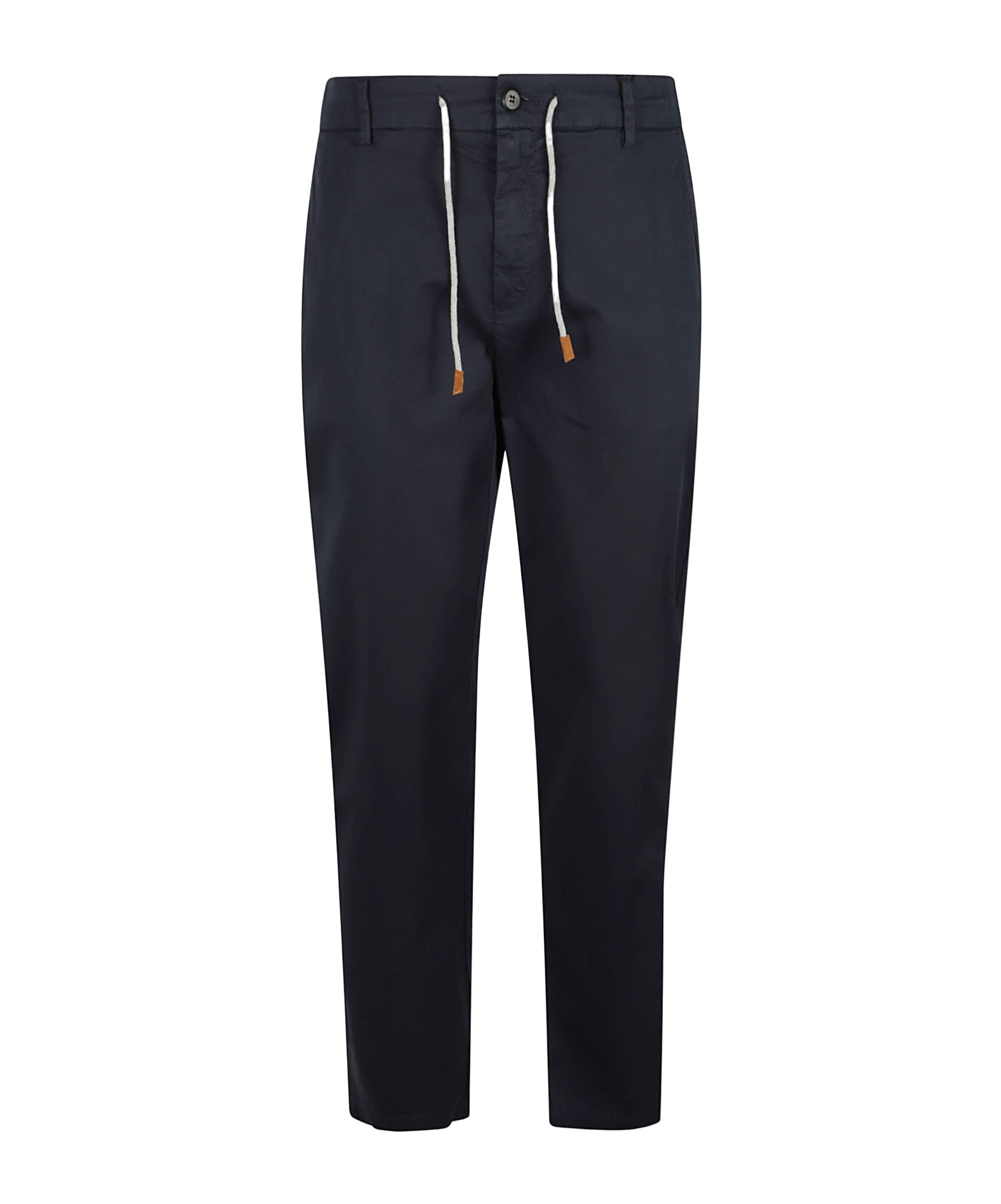 Eleventy Drawstring Waist Tapered Leg Trousers With Back Pockets In Blue