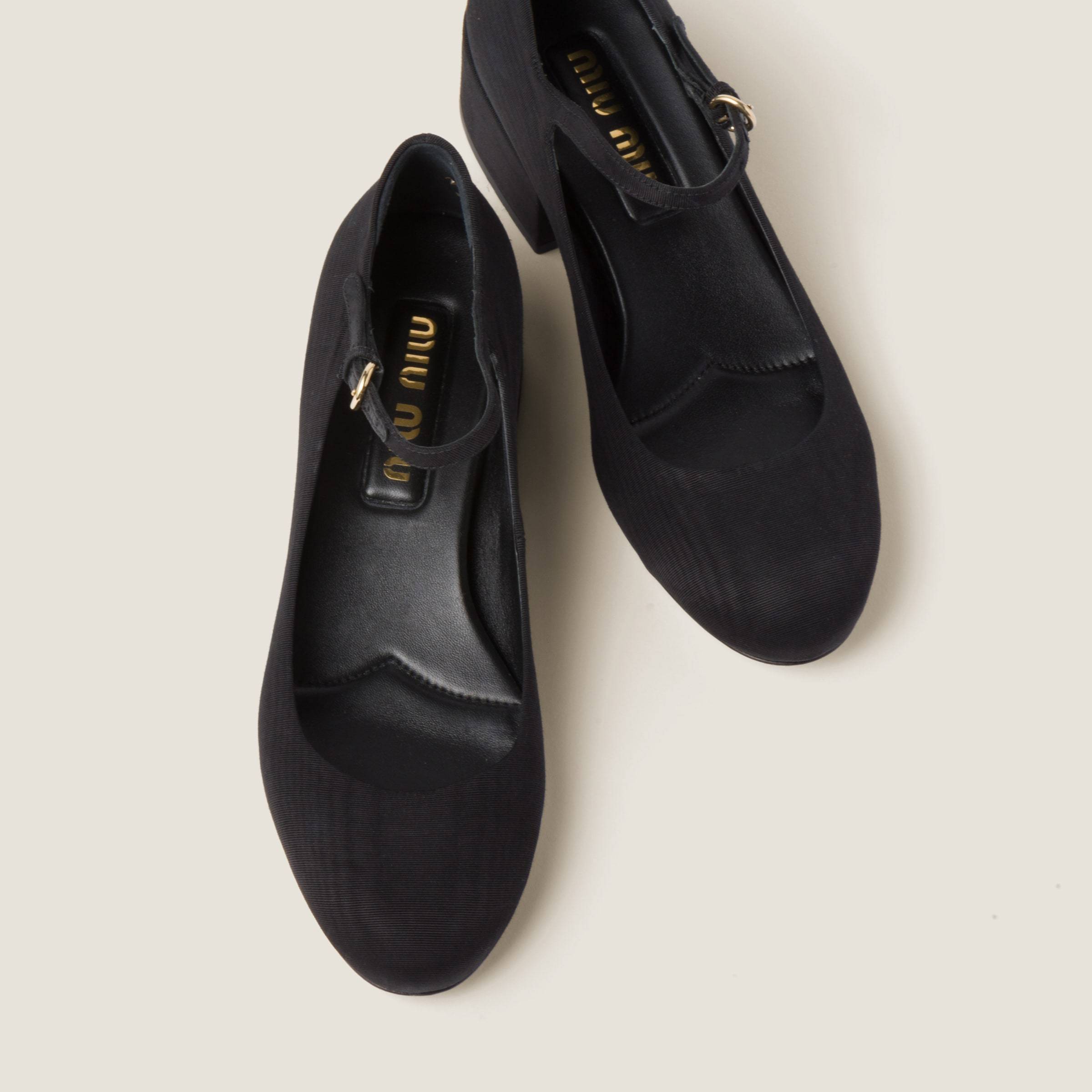 Shop Miu Miu Moiré Fabric Pumps In Black