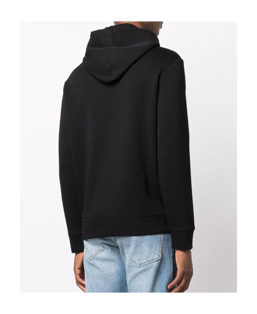 Emporio Armani Logo Patch Long-sleeved Hoodie In Black