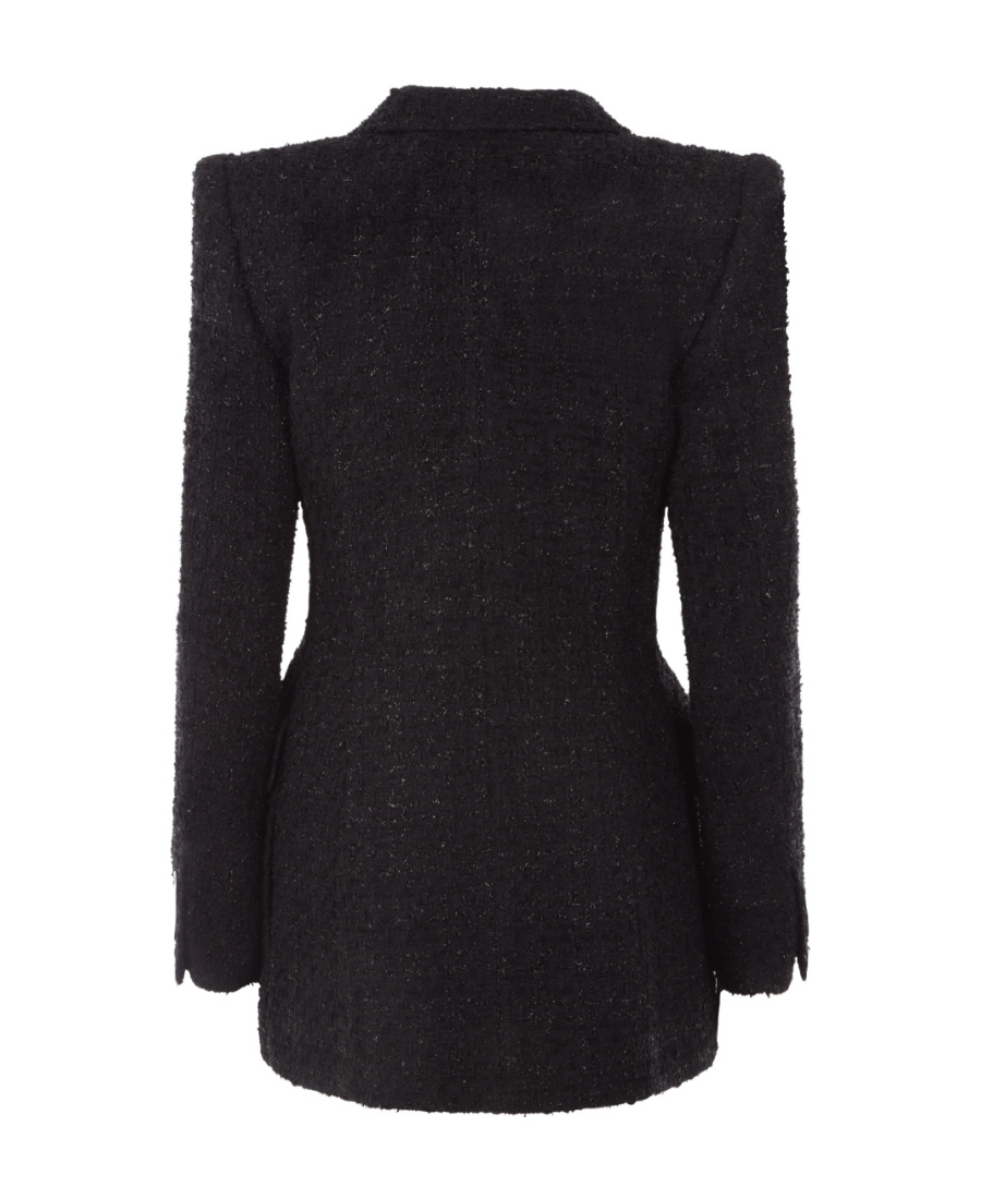 Balenciaga Double-breasted Tweed Jacket In Black