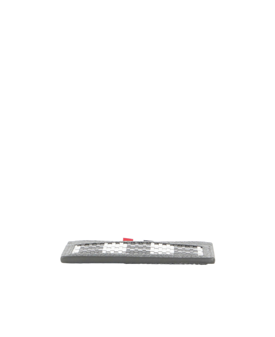 Thom Browne Logo Patch Woven Cardholder In Gray