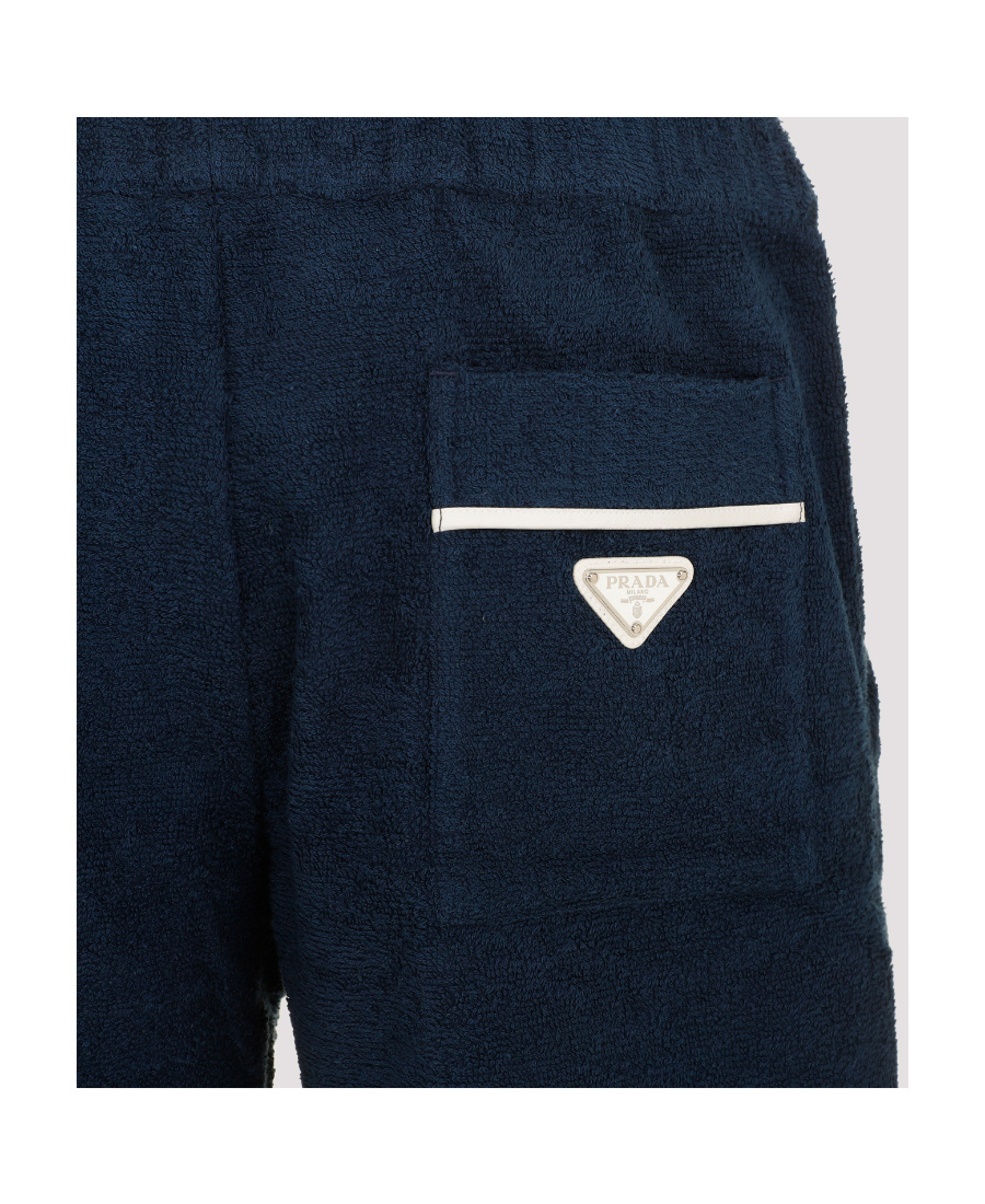 Prada Bermuda Shorts Terry Back Pocket In Blue