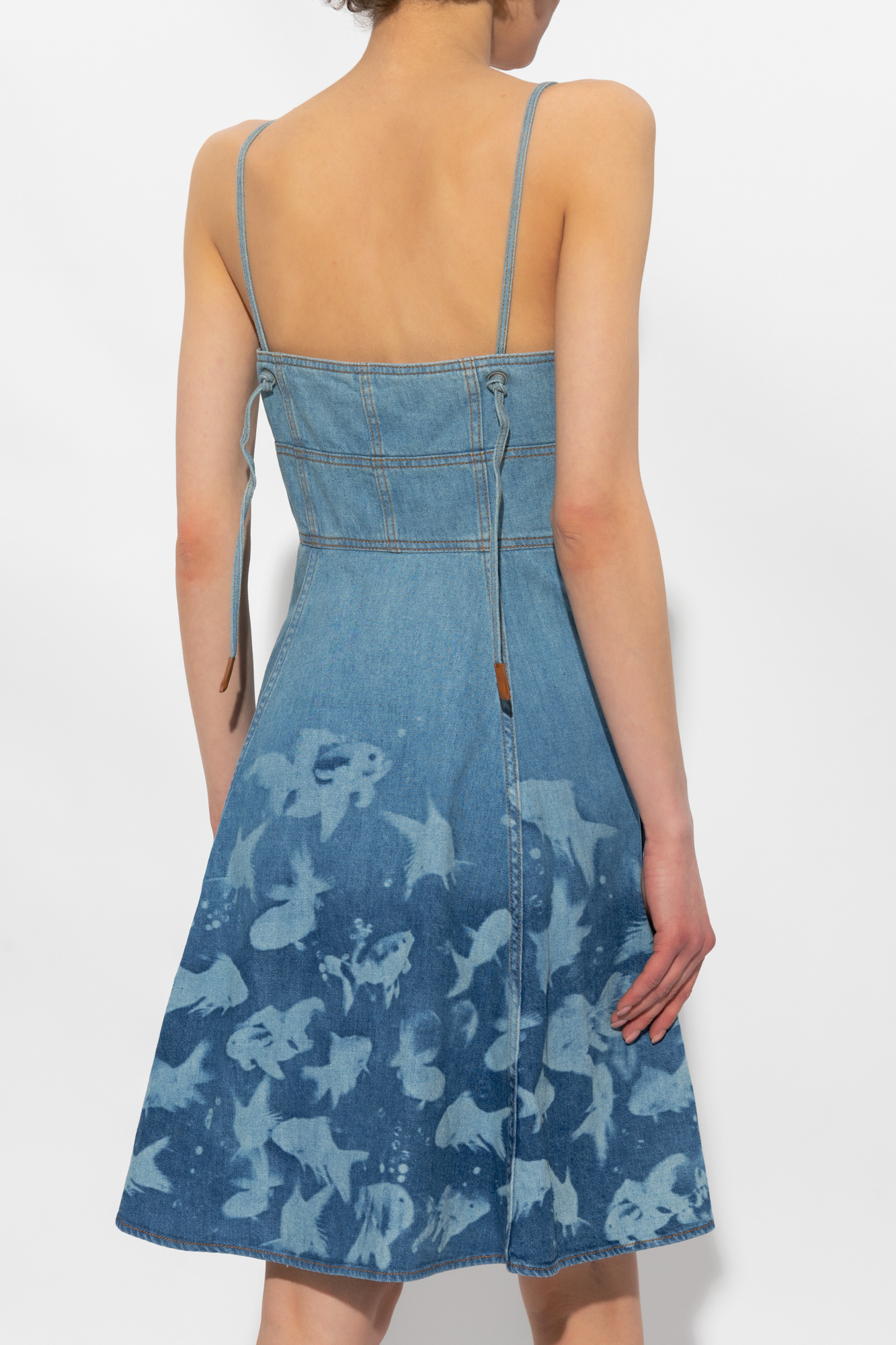 Loewe Fish Strappy Dress In Denim