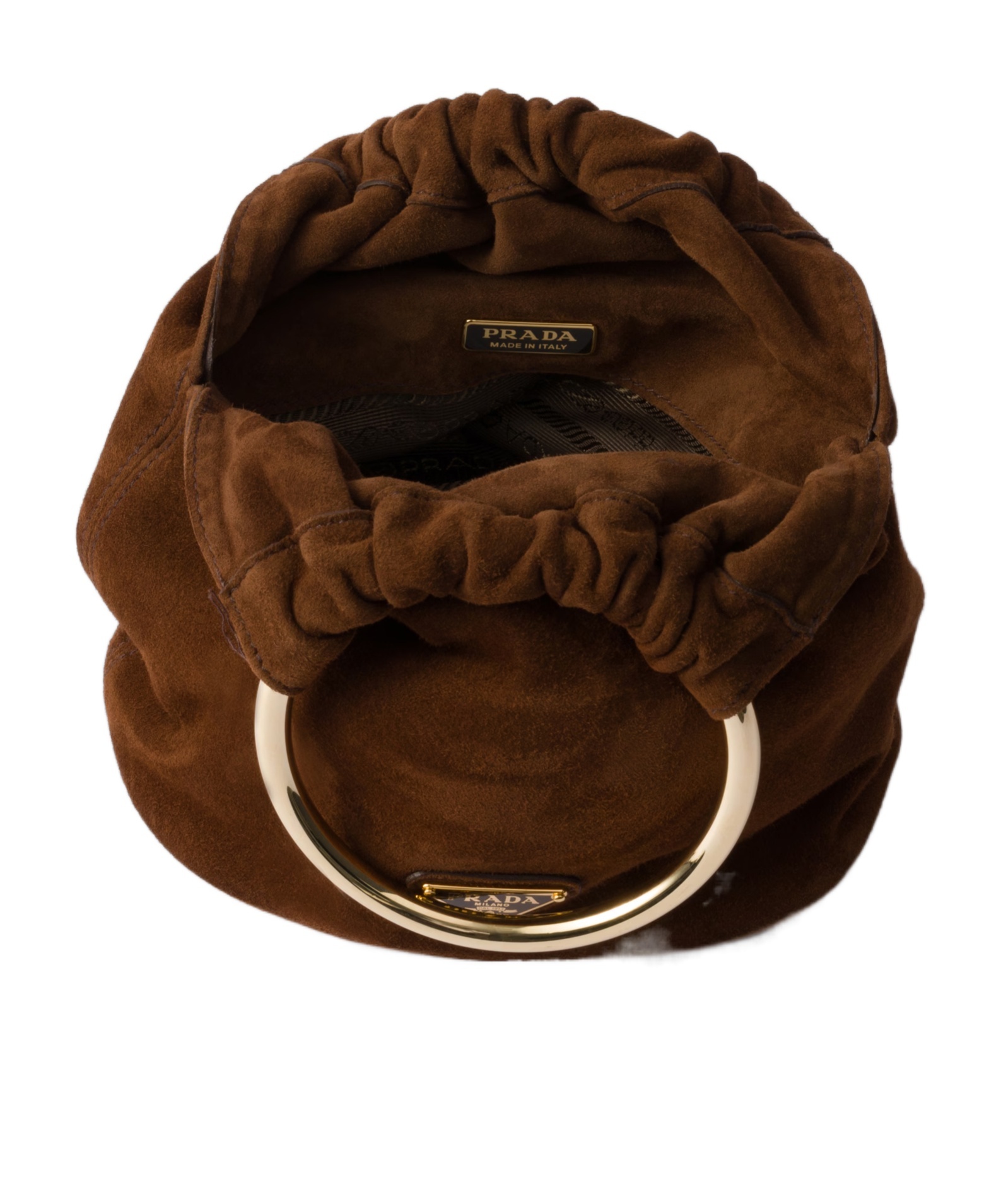 Prada Mini Panier Triangle-logo Bucket Bag In Brown