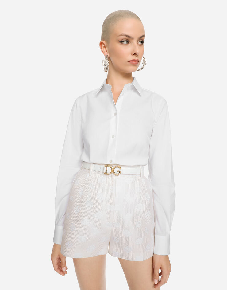 Dolce & Gabbana Dolce  Gabbana Baroque Logo Buckle Belt In White
