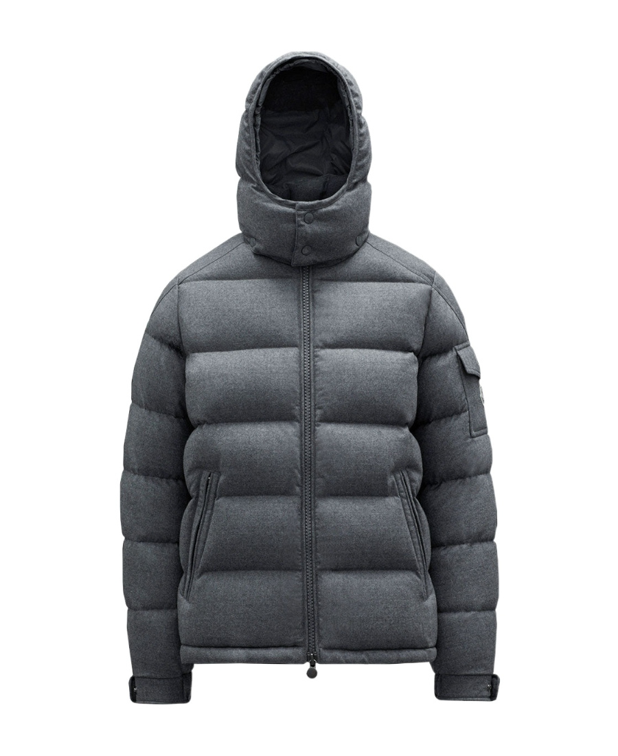 Moncler Long-sleeved Down Jacket In Gray