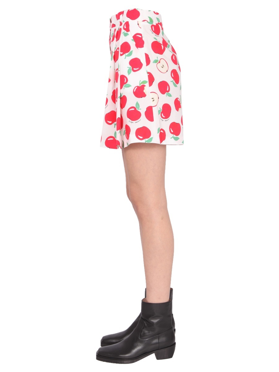 Moschino Boutique Apple Printed High-waisted Shorts In Pink