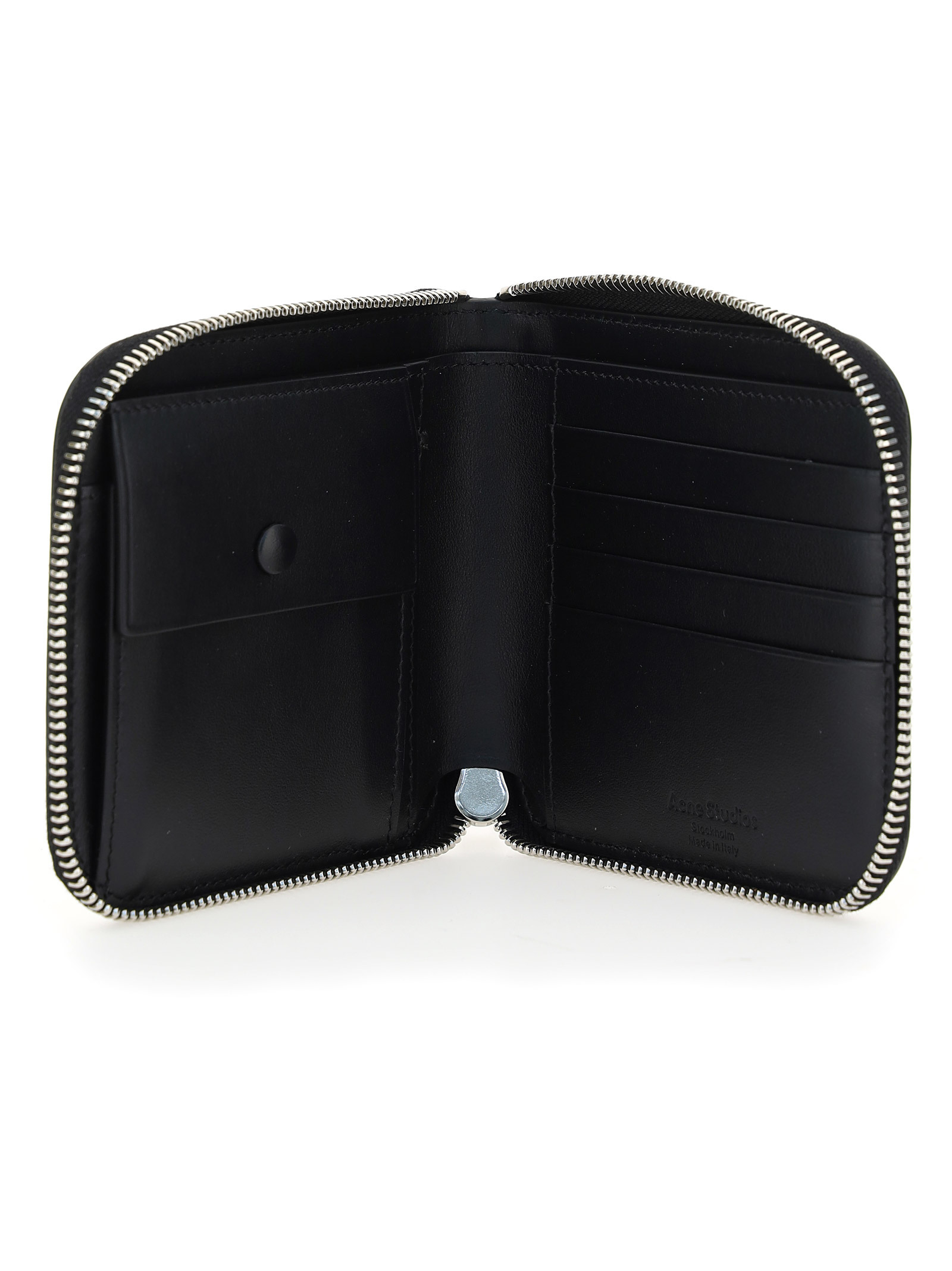 Acne Studios Medium Zipped Bifold Wallet In Black