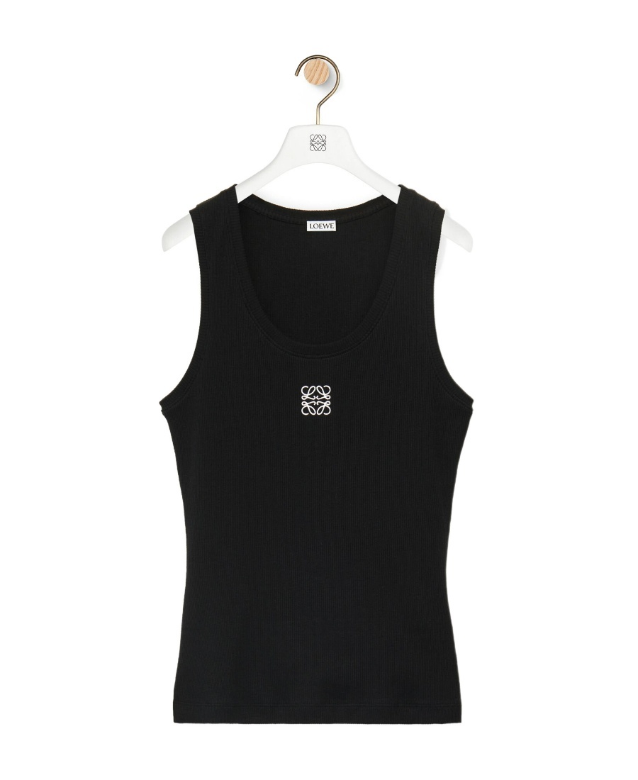 Shop Loewe Anagram Tank Top In Cotton In Black