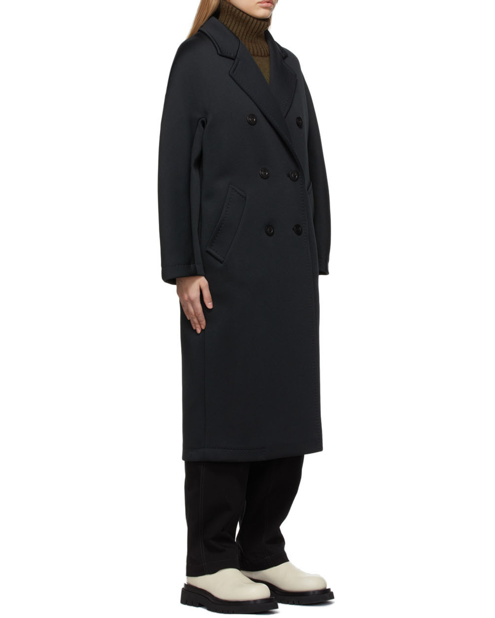 Max Mara Madame2 Double-breasted Coat In Black